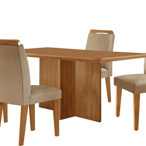 Imagem de Mesa de Jantar Olímpia 120cm MDF Canto copo e com 4 Cadeiras Athenas