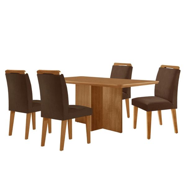 Imagem de Mesa de Jantar Olímpia 120cm MDF Canto copo e com 4 Cadeiras Athenas