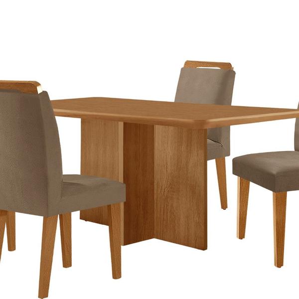 Imagem de Mesa de Jantar Olímpia 120cm MDF Canto copo e com 4 Cadeiras Athenas