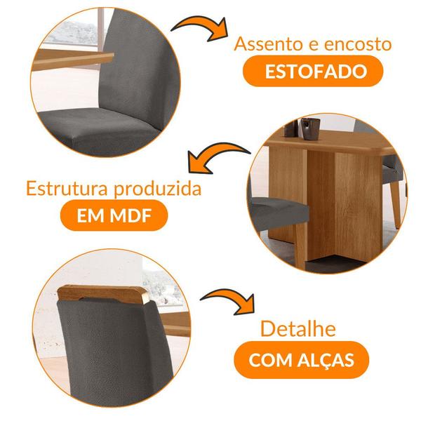 Imagem de Mesa de Jantar Olímpia 120cm MDF Canto copo e com 4 Cadeiras Athenas