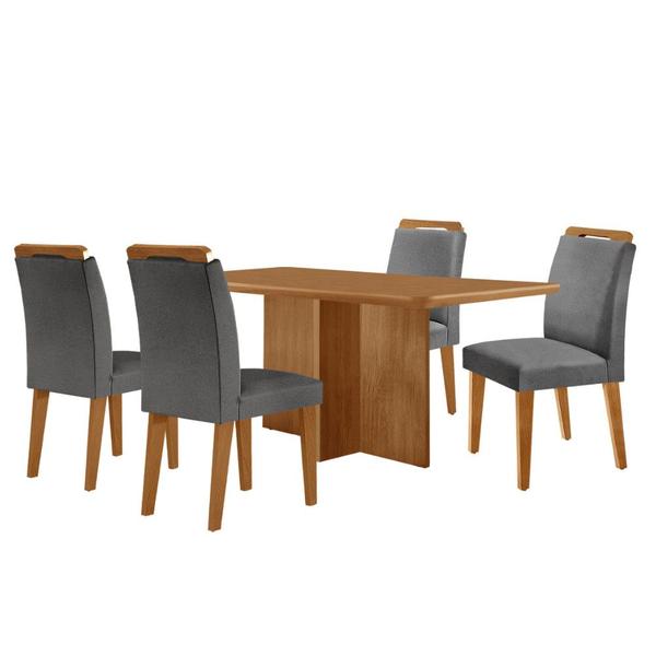 Imagem de Mesa de Jantar Olímpia 120cm MDF Canto copo e com 4 Cadeiras Athenas