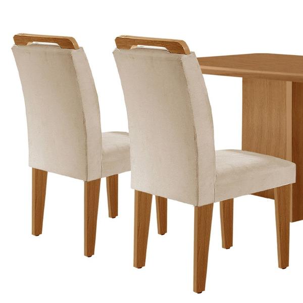 Imagem de Mesa de Jantar Olímpia 120cm MDF Canto copo e com 4 Cadeiras Carol