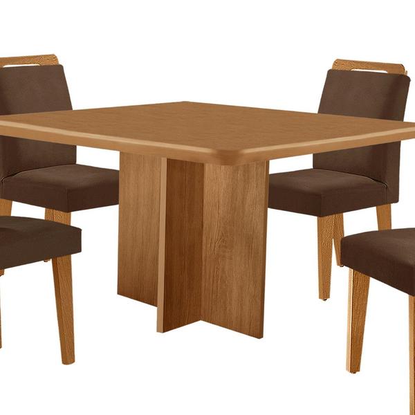 Imagem de Mesa de Jantar Olímpia 90cm MDF Canto copo e com 4 Cadeiras Athenas