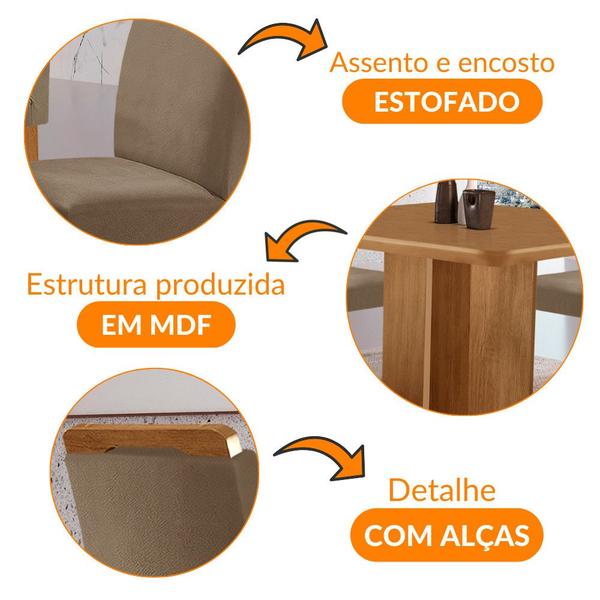 Imagem de Mesa de Jantar Olímpia 90cm MDF Canto copo e com 4 Cadeiras Athenas