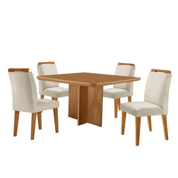 Imagem de Mesa de Jantar Olímpia 90cm MDF Canto copo e com 4 Cadeiras Athenas