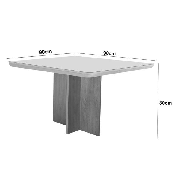 Imagem de Mesa de Jantar Olímpia 90cm MDF Canto copo e com 4 Cadeiras Carol