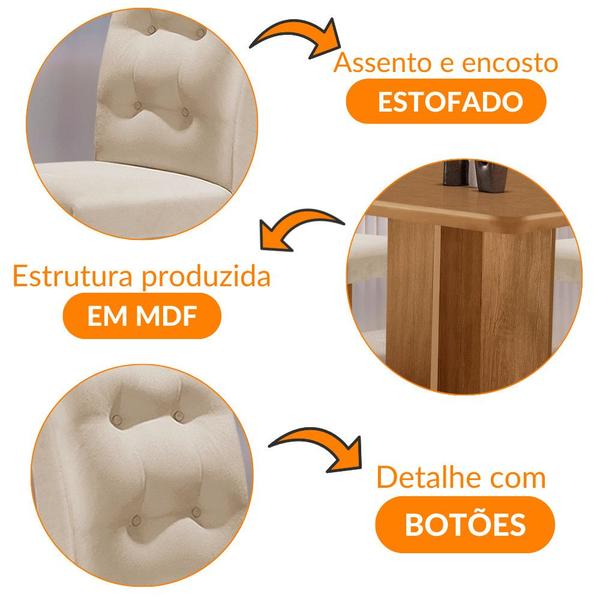 Imagem de Mesa de Jantar Olímpia 90cm MDF Canto copo e com 4 Cadeiras Carol