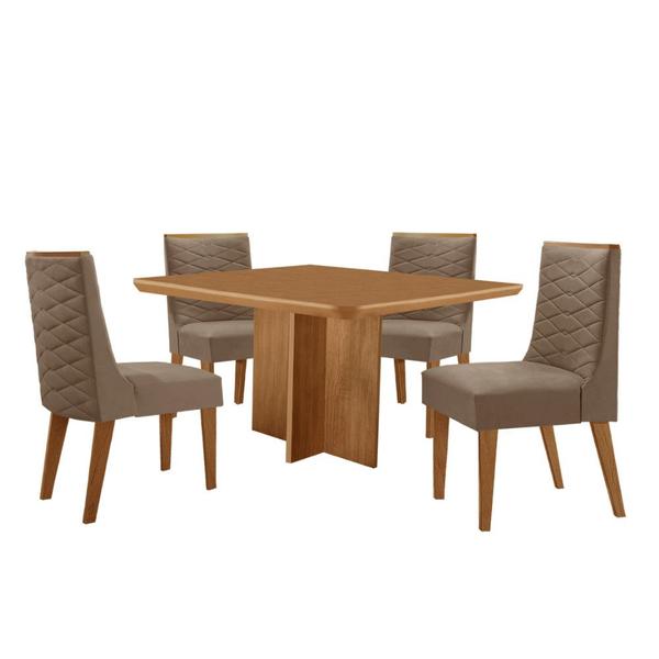 Imagem de Mesa de Jantar Olímpia 90cm MDF Canto copo e com 4 Cadeiras Safira