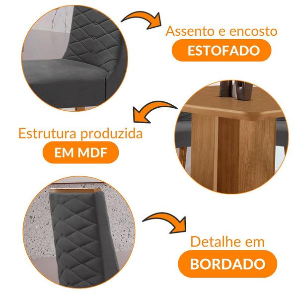 Imagem de Mesa de Jantar Olímpia 90cm MDF Canto copo e com 4 Cadeiras Safira