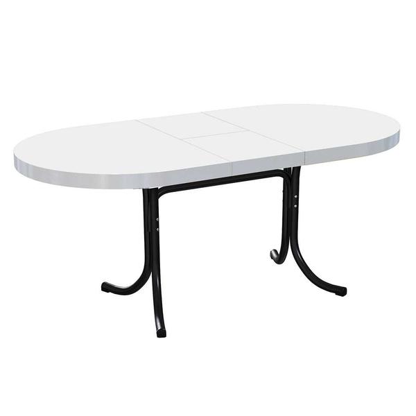 Imagem de Mesa de Jantar Oval Dobrável Anaheim Branca e Preta 137 cm