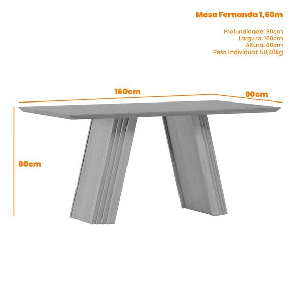 Imagem de Mesa de Jantar para 4 Lugares 1,60m Tampo com Vidro Fernanda Imbuia/Off White - New Ceval