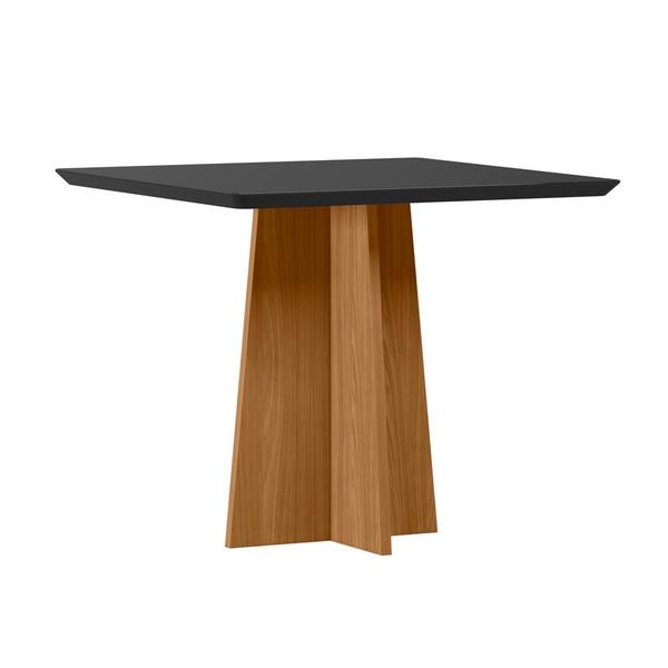 Imagem de Mesa de Jantar para 4 Lugares 90cm Tampo Quadrado com Vidro Anitta Ypê/Preto - New Ceval