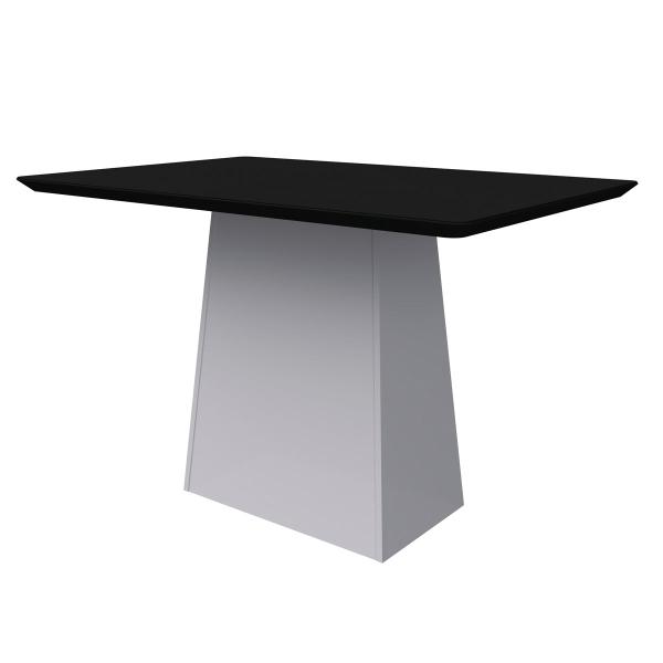 Imagem de Mesa De Jantar Para 4 Lugares Tampo De Madeira Com Vidro 1,20m Bárbara Cor Off White Preto New Ceval