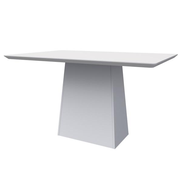 Imagem de Mesa De Jantar Para 4 ou 6 Lugares Tampo De Madeira Com Vidro 1,35m Bárbara Cor Off White New Ceval