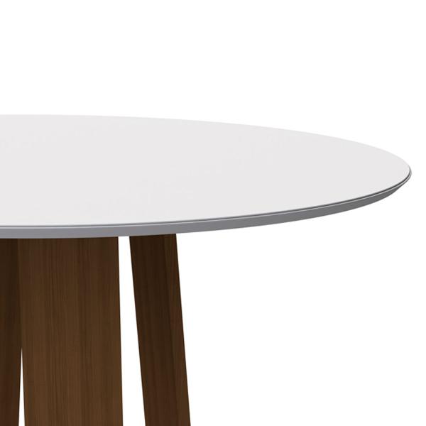 Imagem de Mesa De Jantar Para 6 Lugares 1,35m Tampo Redondo Com Vidro Colado Isabela  Cor Imbuia Off White New Ceval