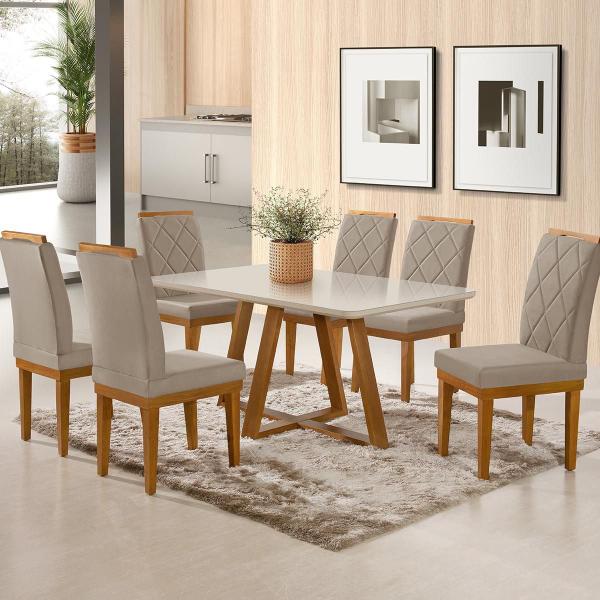 Imagem de Mesa de Jantar Petra 4 Lugares 120x80cm Vidro e Base Madeira