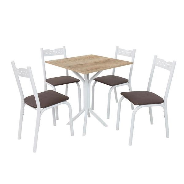 Imagem de Mesa De Jantar Quadrada 4 Cadeiras Branco Carvalho Alba Slim Shop JM