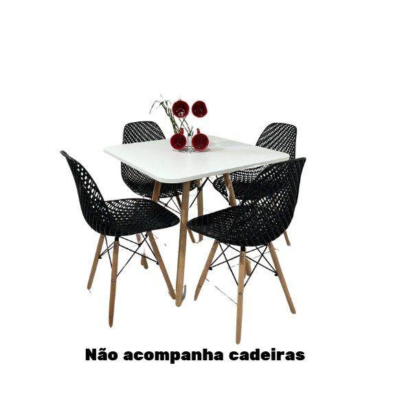 Imagem de Mesa de Jantar Quadrada Eames Eiffel 90 cm Borda Arredondada - Branca