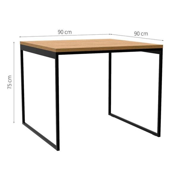 Imagem de Mesa de Jantar Quadrada Industrial Stanford Amêndoa e Preta 90 cm