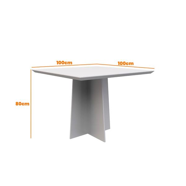 Imagem de Mesa de Jantar Quadrada Tampo com Vidro Tina 100 cm Off White - D'Rossi