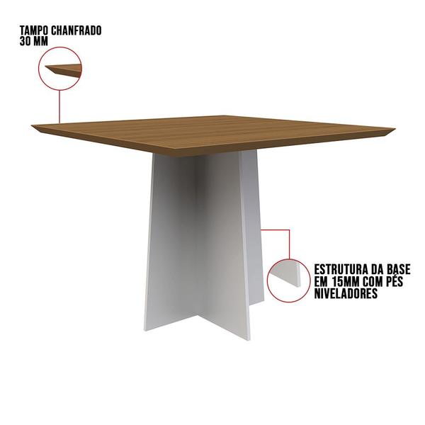 Imagem de Mesa de Jantar Quadrada Tina 100 cm Imbuia Base Off White - D'Rossi