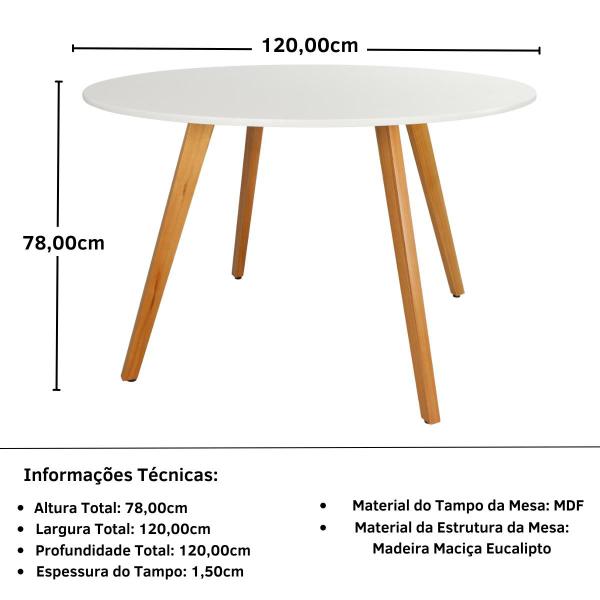 Imagem de Mesa de Jantar Redonda 120cm Laura - Branco