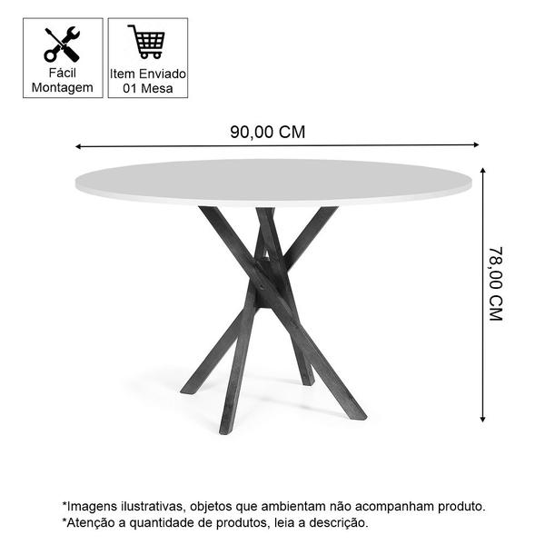 Imagem de Mesa de Jantar Redonda 4 Lugares 90cm em Madeira June Preta - Straub Web