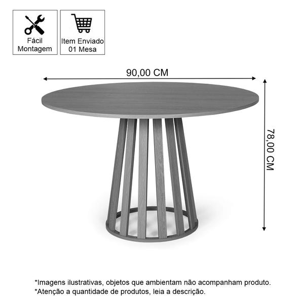 Imagem de Mesa de Jantar Redonda 4 Lugares 90cm em MDF Gabi Preta - Straub Web