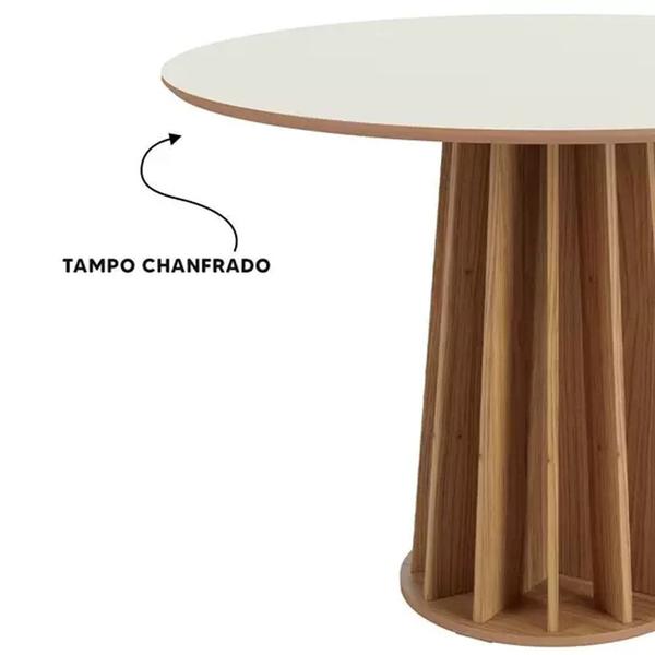 Imagem de Mesa De Jantar Redonda 4 Lugares Thalia D01 Off White/Freijó - Mpozenato