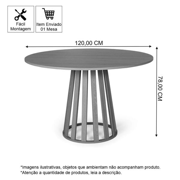 Imagem de Mesa de Jantar Redonda 6 Lugares 120cm Gabi Branco/Noronha - Straub Web