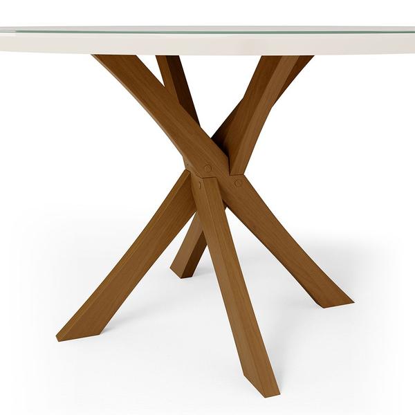 Imagem de Mesa De Jantar Redonda Cora 120cm Off White M04 com 04 Cadeiras Living Suran Bouclê Terracota - Lyam