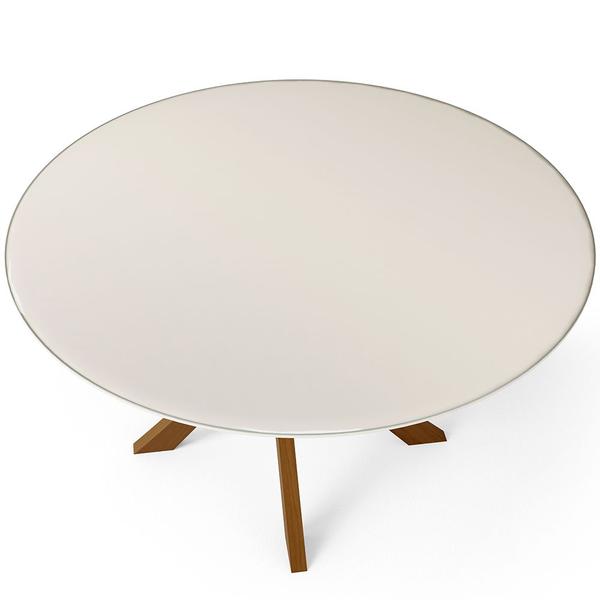 Imagem de Mesa De Jantar Redonda Cora 120cm Off White M04 com 04 Cadeiras Living Suran Linho Bege Escuro - Lyam