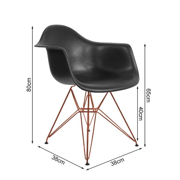 Imagem de Mesa de Jantar Redonda Eames Eiffel 90cm Preta com 4 Poltronas Pretas Ferro Cobre