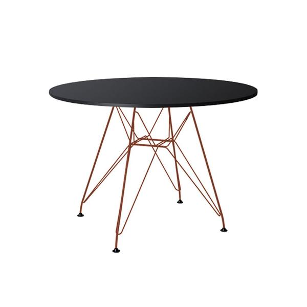 Imagem de Mesa de Jantar Redonda Eames Eiffel 90cm Preta com 4 Poltronas Pretas Ferro Cobre