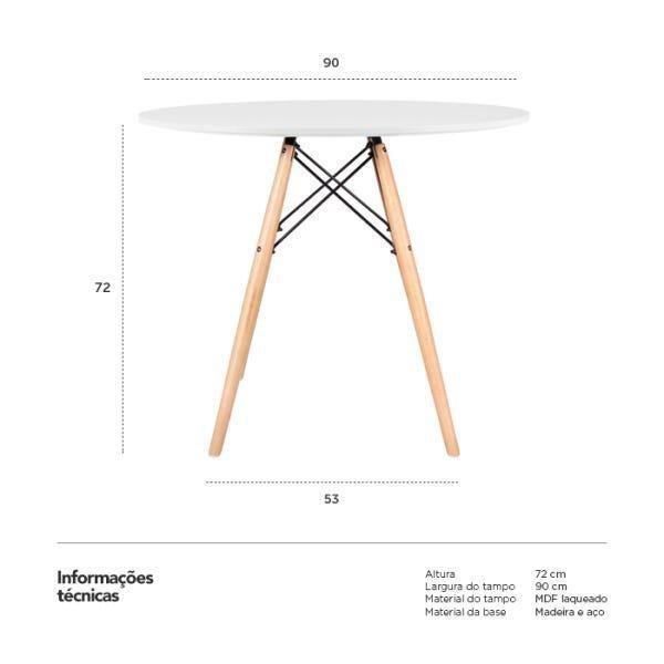 Imagem de Mesa De Jantar Redonda Eames Eiffel - Wood - Tampo De Mdf -