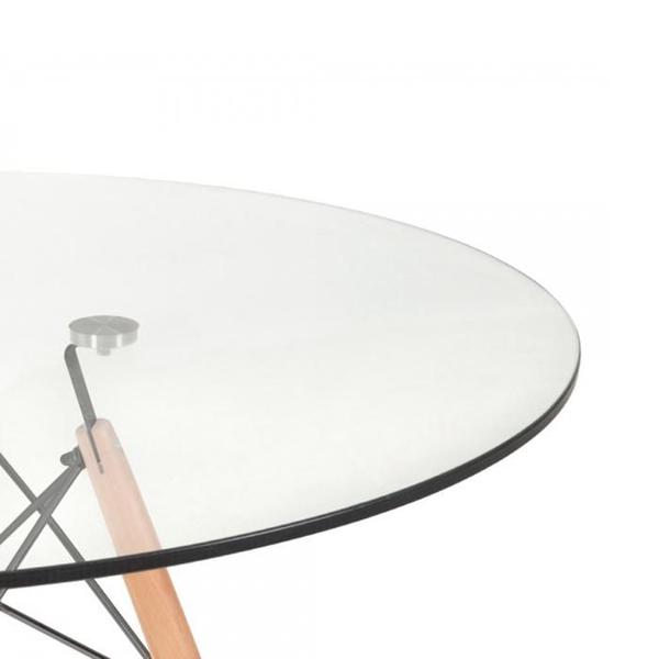 Imagem de Mesa de jantar redonda Eames Eiffel - Wood - Tampo de vidro - 120 cm