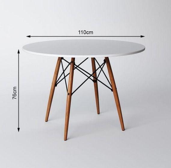 Imagem de Mesa de Jantar Redonda Eiffel Eames 110cm Tampo Madeira Branco