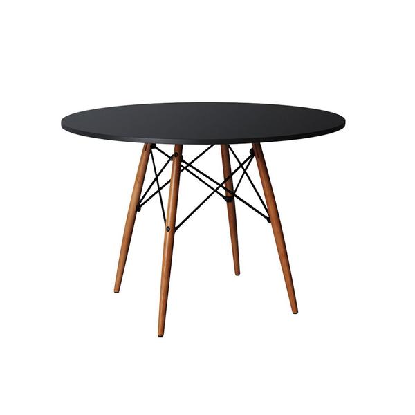 Imagem de Mesa de Jantar Redonda Eiffel Eames em Madeira 110cm Preta com 4 Poltronas Pretas