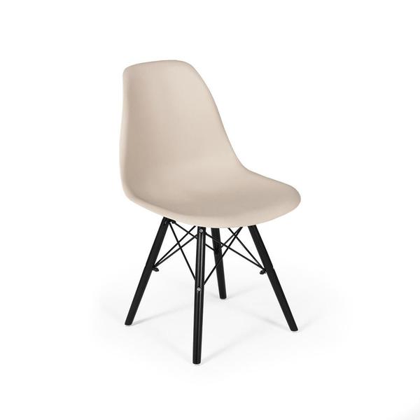 Imagem de Mesa de Jantar Redonda Hairpin 90cm Branca com 3 Pés + 4 Cadeiras Eames Eiffel Base Preta - Nude