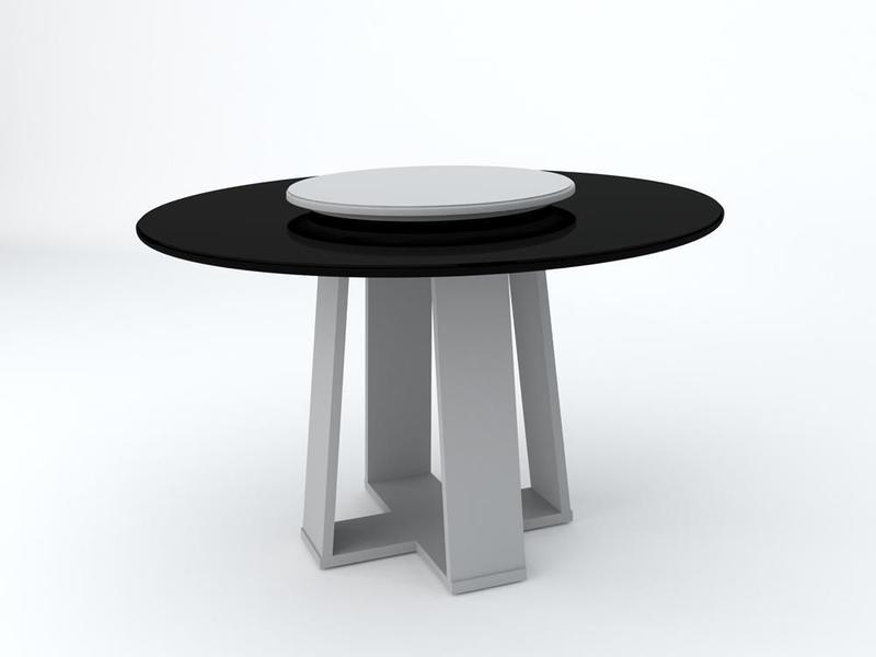 Imagem de Mesa De Jantar Redonda Isabela 1,35M Com Tampo Giratório Off White/Preto/Off White - New Ceval