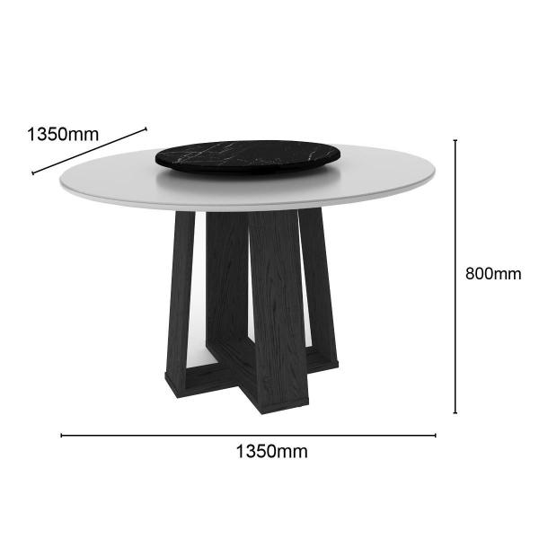 Imagem de Mesa De Jantar Redonda Isabela 1,35M Com Tampo Giratório Off White/Preto/Off White - New Ceval