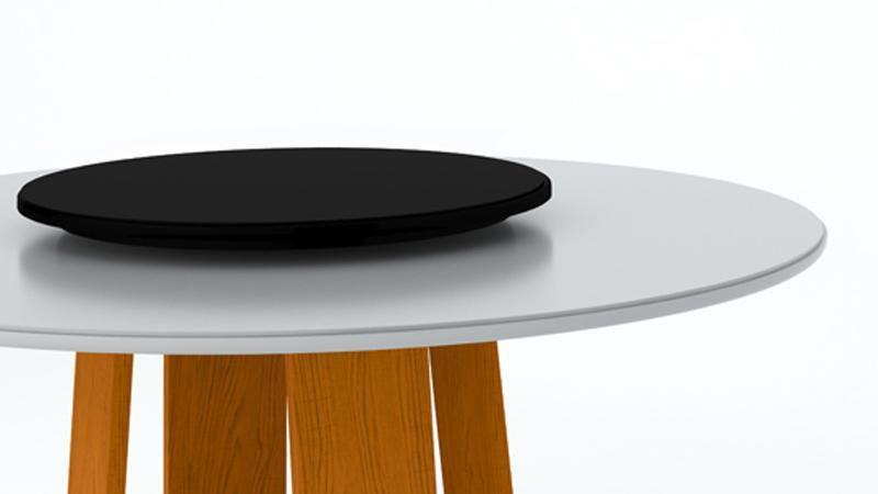 Imagem de Mesa De Jantar Redonda Isabela 1,35M Com Tampo Giratório Ypê/Off White/Preto - New Ceval