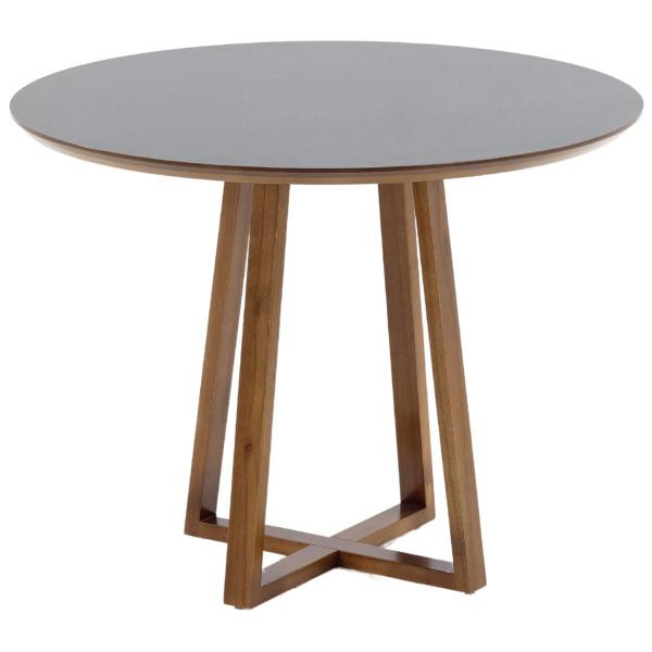 Imagem de Mesa de Jantar Redonda Lara Premium 100cm em Madeira Maciça e MDF - Preto