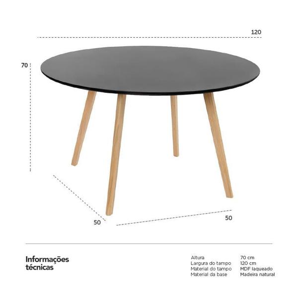 Imagem de Mesa de jantar redonda Leda - 120 cm