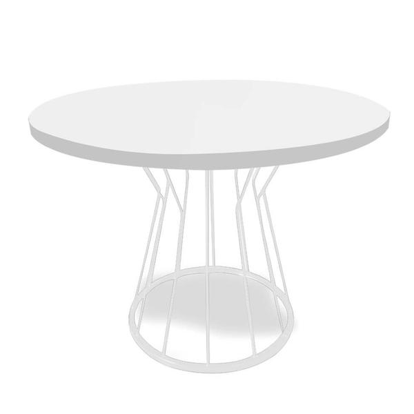 Imagem de Mesa De jantar Redonda Maisa Para até 4 Lugares Ferro Branco Tampo 100% MDF Branco - Ahazzo Móveis