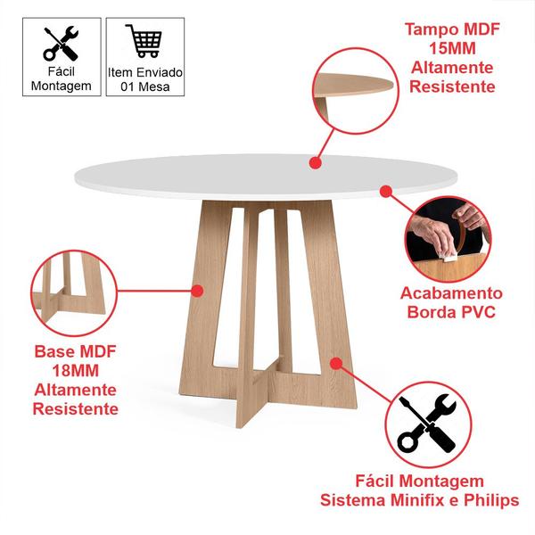 Imagem de Mesa de Jantar Redonda Montreal Bran/Jade com 4 Cadeiras Estofadas Ella Branco/Bege