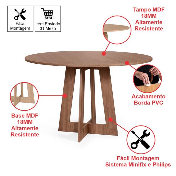 Imagem de Mesa de Jantar Redonda Montreal Noronha com 4 Cadeiras Estofadas Ella Bege