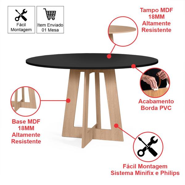 Imagem de Mesa de Jantar Redonda Montreal Pret/Jade com 4 Cadeiras Estofadas Ella Marrom Claro