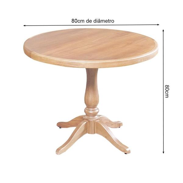 Imagem de Mesa de Jantar Redonda Rústica 80cm Madeira Maciça Madalena - Natural