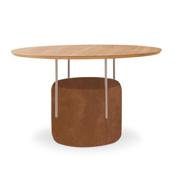 Imagem de Mesa de Jantar Redonda Sartor 1,2m Metal Base Estofada MDF